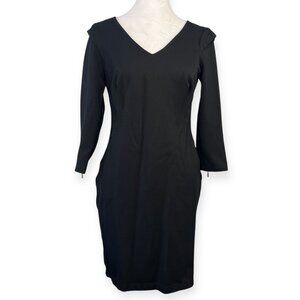 Kenar Black V-Neck Mini Dress 3/4 Sleeve Knit 4